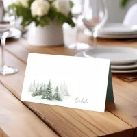 Rustic Winter Wedding Table Forest Green ID1049 Place Card