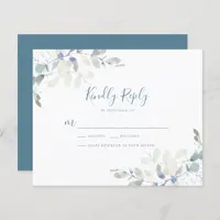 BUDGET Eucalyptus Blue Wedding RSVP Card