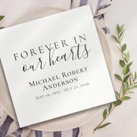 Simple Memorial Forever in Our Hearts Napkins