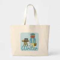 Sock Monkey Writer Cartoon Art Fun Style Large Tote Bag