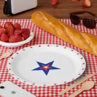 Patriotic American Stars on White Paper Plates