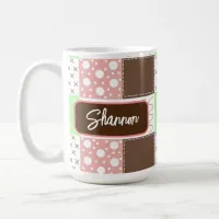 Boho Brown, Burgundy, Green and Mauve Whimsical Coffee Mug