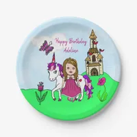 Pretty Princess and Unicorn Birthday Party Paper Plates