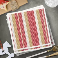 Red Gold Pinstripe Christmas Pattern#28 ID1009 Paper Dinner Napkins