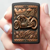 Leather-Inspired Futuristic Motorcycle Artwork Zippo Lighter