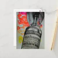 Bottled in Bond Whisky Bottle Floral  Collage Postcard