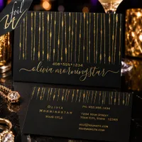 Elegant Gold Foil String Lights Business Cards