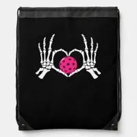 Skeleton Hands Heart Sign Funny Pickle Valentine's Drawstring Bag