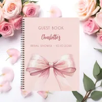 Guest book Bridal Shower blush pink bow