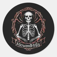 Skeleton Goth Style Black skull Classic Round Sticker