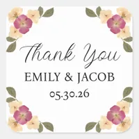 Elegant Wildflower Garden Boho Wedding Thank You Square Sticker