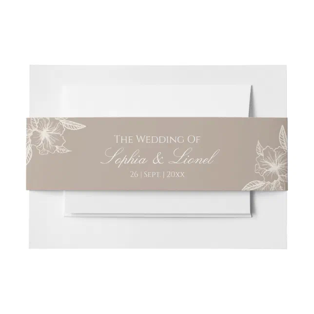 Minimal Elegant Floral Wedding Invitation Belly Band