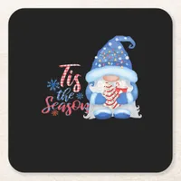 Gnome Tis The Season  Square Paper Coaster