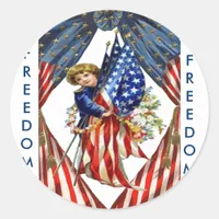 Vintage Independence and Freedom Classic Round Sticker