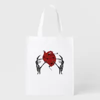 Heart And Hands - Skeleton Heart Hands  Grocery Bag