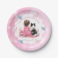 A Baby Girl and her Dog Baby Shower Let's Eat Cake Paper Plates