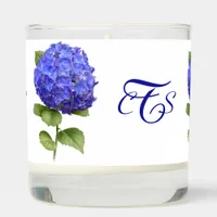 Blue Hydrangea Flower Botanical Art Personalized Scented Candle