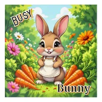 Busy Bunny | Cute Cartoon Kid's Nursery Art