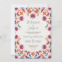 Mexican Floral Colorful Botanical Flowers Wedding Invitation