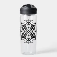 Black Tribal Snake Mandala Water Bottle