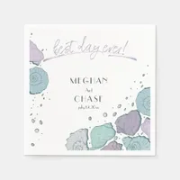 Best Day Ever Beach Seashells Dusty Blue Lilac Napkins