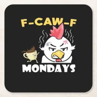 F-Caw-F Mondays Classic Minimal Clean Square Paper Coaster