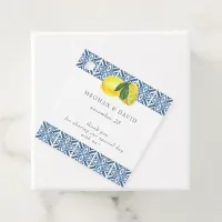 Sicilian Mediterranean Blue Tiles Lemons Wedding  Favor Tags