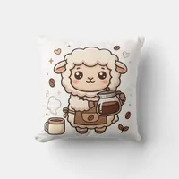 Adorable Sheep Barista Throw Pillow