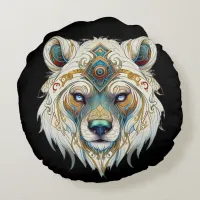 Native American Spiritual Wolf  Round Pillow