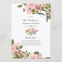 Watercolor Blush Pink and Rose Gold Roses Wedding Program
