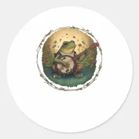 Cottagecore Frog Playing Banjo Goblincore Aestheti Classic Round Sticker