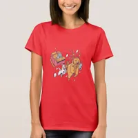 Christmas Dogs and Cat Sled T-Shirt