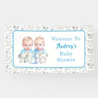 Twin Boy's Baby Shower Watercolor Animals Banner