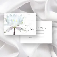White Water Lily Flower Share a Memory Funeral  Note Card