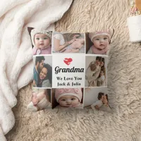 Simple & Chic | Heart Photo Collage for Grandma  Throw Pillow