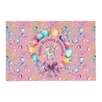 Cute Colorful Watercolor Unicorn Birthday Placemat