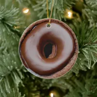 Chocolate Frosted Donut Personalized  Ceramic Ornament