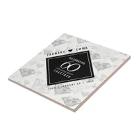 Elegant 60th Diamond Wedding Anniversary Ceramic Tile