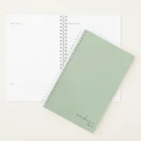 Dusty Sage Green Simple Minimalist Personalized Planner