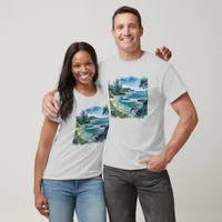 Unisex Tropical Island Surf Beach T-Shirt