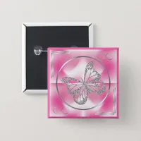 Pink & Silver Butterfly and Infinity Sign |  Button