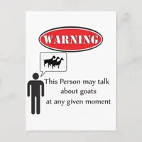Funny Goat Warning Postcard