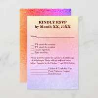 Autumn Abstract Shimmer Pink Purple RSVP Menu Invitation