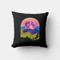 Pink Moon Landscape Collage Throw Pillow