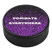 Purple Glitter on Black Dominate Everywhere | Hockey Puck