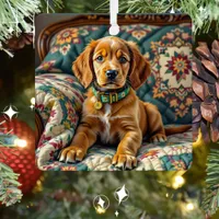 Irish Setter Puppy Dog Personalized Christmas Metal Ornament