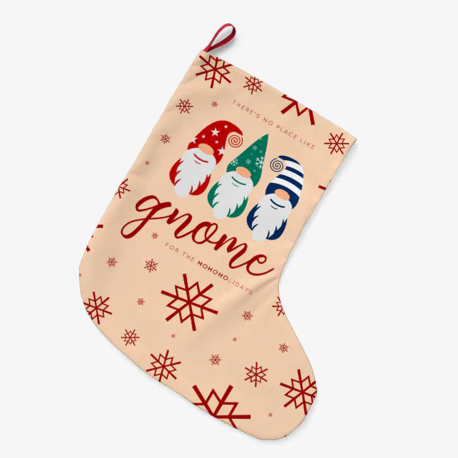 Hygge Christmas Gnome for the Holidays Snowflakes Large Christmas Stocking