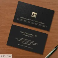 Classic Black Gold Monogram Business Card