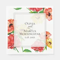 Bold Red and Yellow Floral Napkins