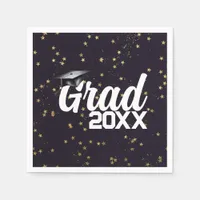 Custom Year Blue Gold Glitter Graduation Party Napkins